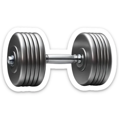 “3D glossy emoji of a dumbbell, bright colors, shiny plastic texture, soft reflections, cute rounded style, high detail, fitness icon, clean white background.” sticker