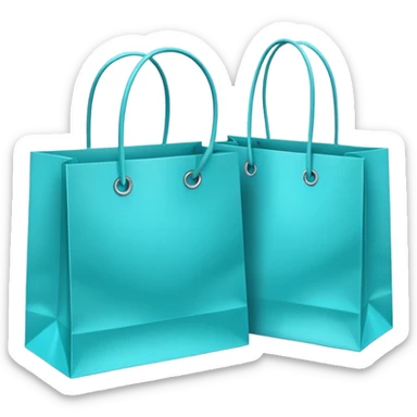 Two Turquoise colors shopping bags sticker