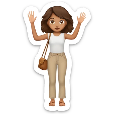 brown girl waving goodbye wearing pants sticker