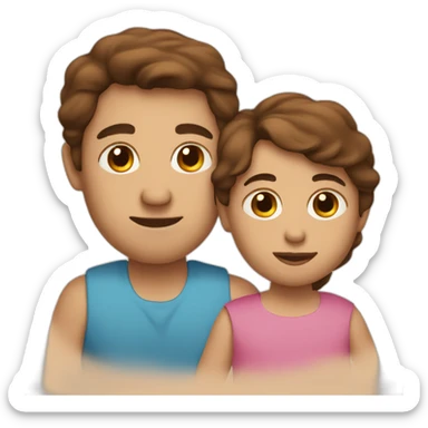 Brown hair man, long Brown hair mother with a baby sticker