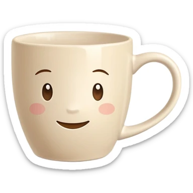 Pale beige mug with the inscription «good morning» sticker