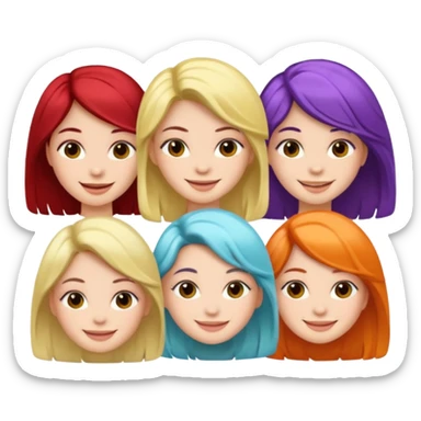 group of girls with different hair colors sticker