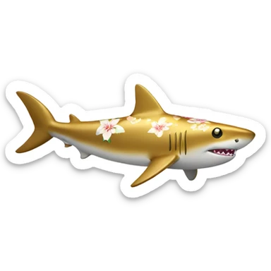 Golden shark with floral pattern on its body  sticker