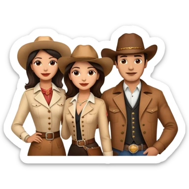 Couple elegant Latina women and Cowboy man with Eiffel Tower in the background  sticker