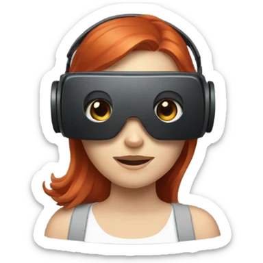 Redhead female wearing a VR headset  sticker