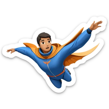 A daring wingsuit athlete soaring between towering mountains, with their wingsuit fully stretched, cutting through the air at high speed. The background features dramatic cliffs and a vast sky, emphasizing the thrill and freedom of base jumping. sticker