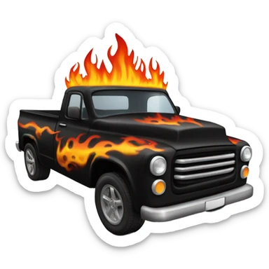 Gothic pickup truck with fire sticker