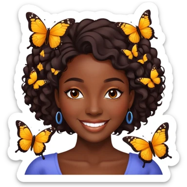 Gorgeous black woman With butterflies ￼ sticker