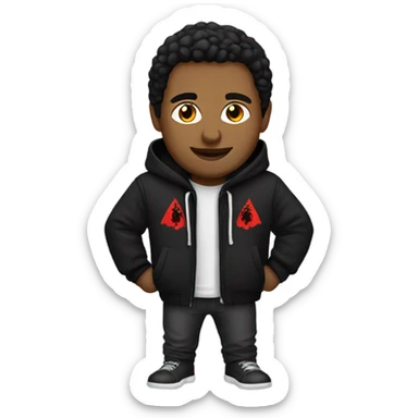 A man wearing an albanian hoodie sticker