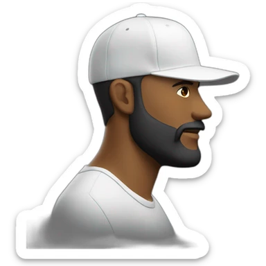 white man with backwards snapback cap side on dark beard sticker