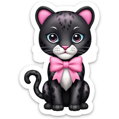 Black and white panther with pink bow sticker