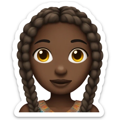 dark skin girl with boho braids  sticker