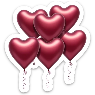 metallic heart-shaped balloons in burgundy  sticker