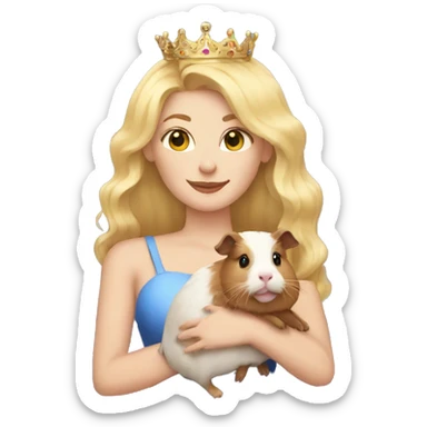 Blonde queen holding a cat and a guinea pig sticker