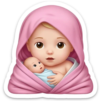 Baby girl newborn in a pink blanket  sticker