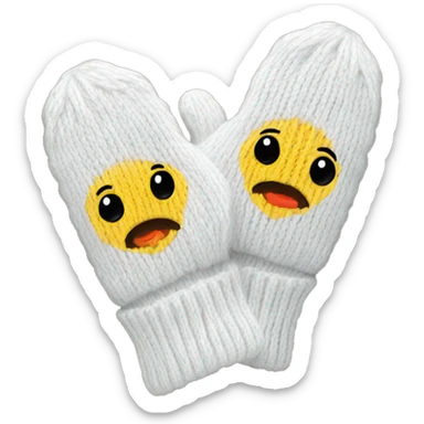 Knitted white pair of mitten sticker