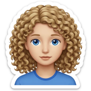 20 year old with wavy-curly dark blonde hair and blue eyes  sticker