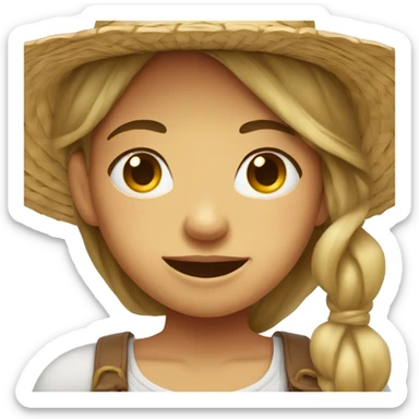 Girl in straw hat missing her to upper front teeth sticker