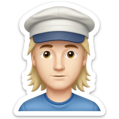 High White male with a mullet and cap sticker