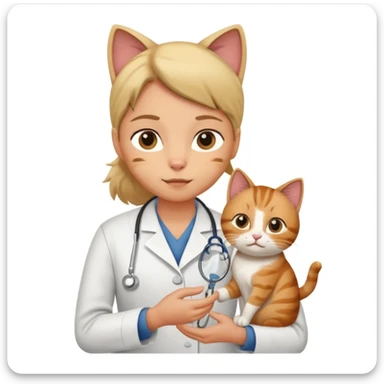veterinarian examining a cat sticker