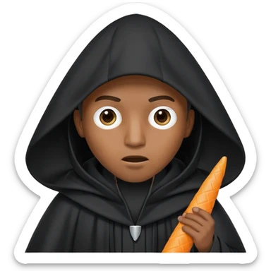 Rapping body gesture black male wearing Tall black robe with cone-shaped hood covering face, two eyes slightly visible through slit.” sticker