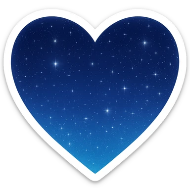 Add more stars to the heart with a night sky gradient, keep the soft glow, no background. Maintain the style and soft glow of the original image. sticker