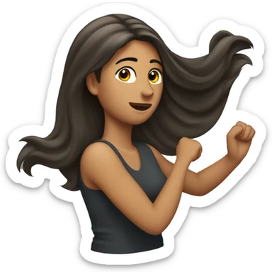 Woman throwing her hair back over her shoulder with her hand sticker