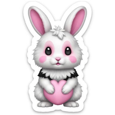 a white and black baby rabbit staying on its four legs sticker