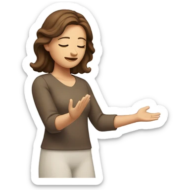 Woman with brown hair worshipping sticker