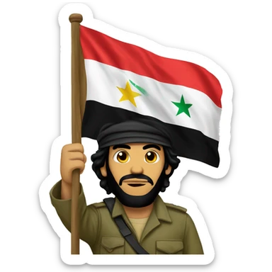 Guevara holding the Iraqi flag sticker