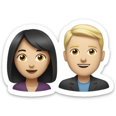 Asian woman and white man  sticker