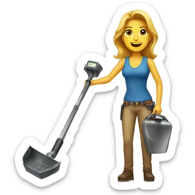 Pretty woman holding a metal detector ground sticker