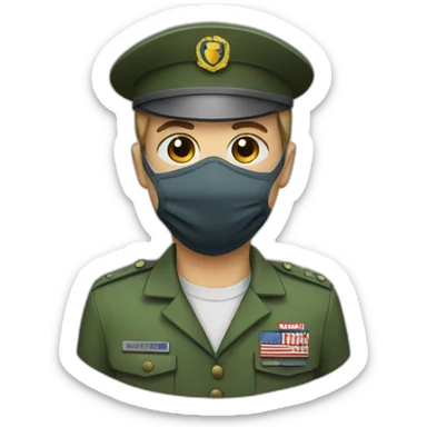 a military Headshot in a Medical masks sticker