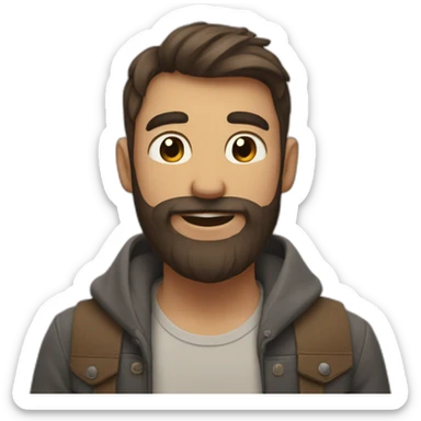 man with calvitie no barbe and love golang sticker