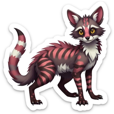 Feral Rare Fantasy dark vibrant Vernid-Sergal-Genet-Trico-species by LiLaiRa, random markings, tufted tail, tufted ears, full body sticker