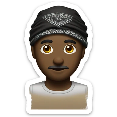 Classic iphone emoji with black bandana on head and wild eyes  sticker