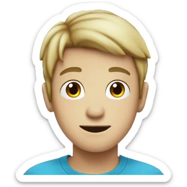 A boy with iphone with blue sea background only the face sticker