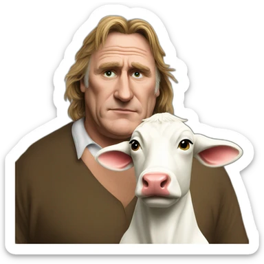 Depardieu avec une vache sticker