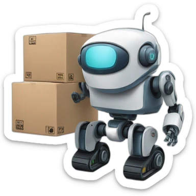 robots assisting in shipment and delivery services sticker