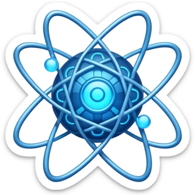 atomic nucleus with code symbols sticker