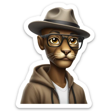 Mulatto hiphop confident business skinny ghetto adult cat full body pfp with smart glasses and chill eyes sticker