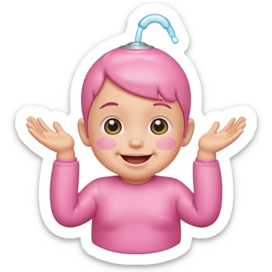 Smiling baby oil pink with silly face sticker