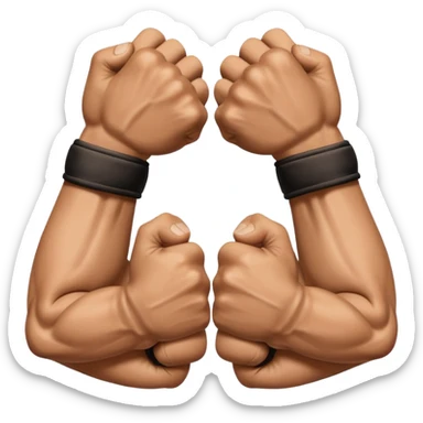 a sideways view of two sets of hands boxing sticker
