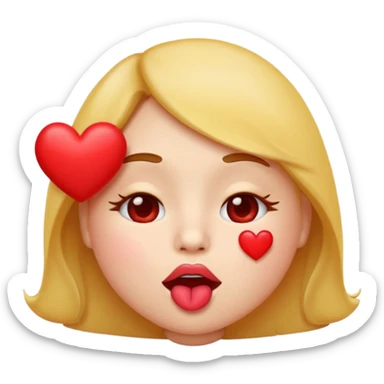Emoji, face blowing a kiss, puckered lips, small heart sticker
