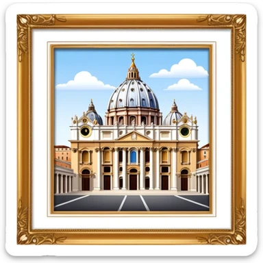 Cinematic Realistic St. Peter's Basilica Landmark Emoji, depicted with majestic, ornate architecture rendered with lifelike detail and regal lighting. sticker