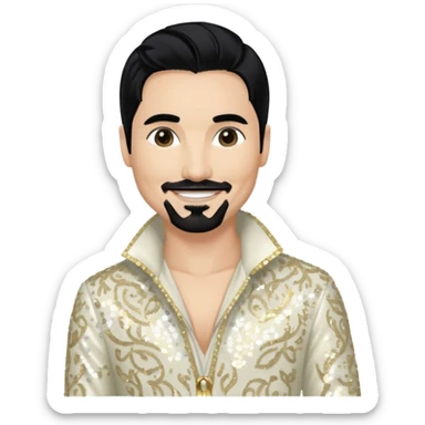 Kevin Richardson from Backstreet Boys with long black hair, ivory sequin outfit sticker