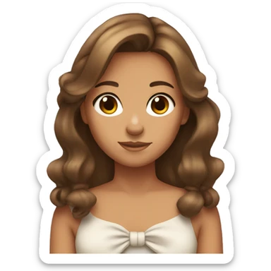 girl with brown hair and tans skin with bow in her hair sticker