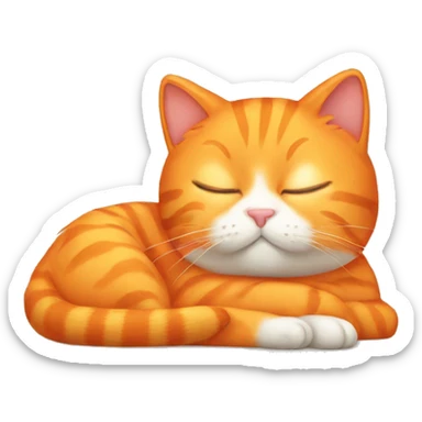 Orange cat with an orange bow sleeping sticker