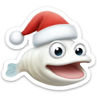 White tadpole wearing a Santa hat  sticker