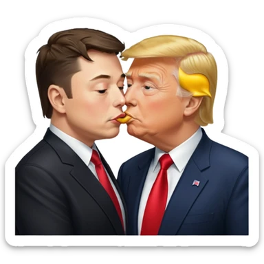 Elon Musk kissing Donald trump sticker